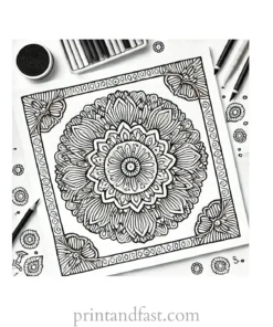 mandala coloring page square