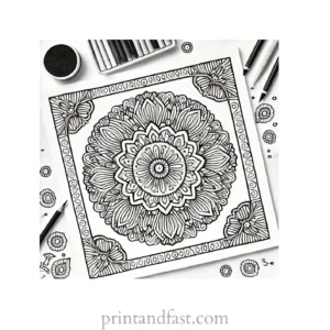 mandala coloring page square