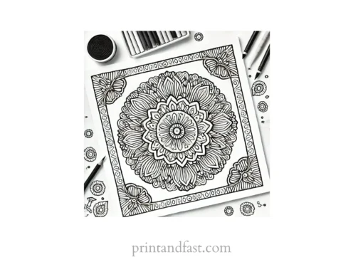 mandala coloring page square