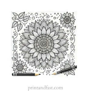 mandala coloring page sunflower