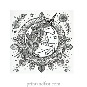 mandala coloring page unicorn