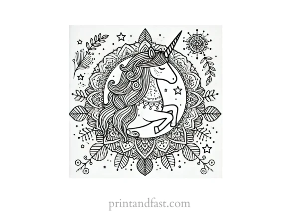 mandala coloring page unicorn