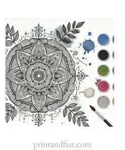 mandala coloring page watercolor