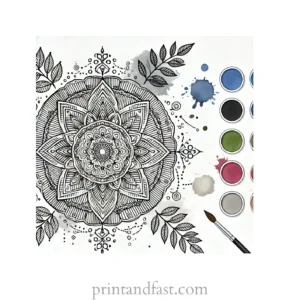 mandala coloring page watercolor