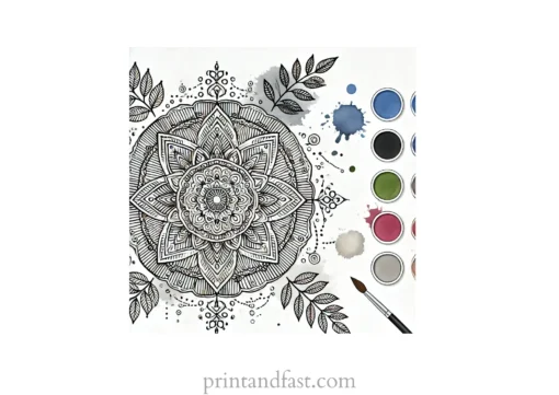 mandala coloring page watercolor