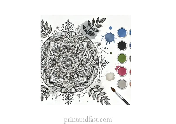 mandala coloring page watercolor