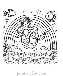 mermaid rainbow coloring page