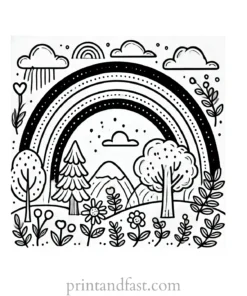 nature rainbow coloring page