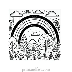 nature rainbow coloring page