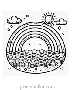 rainbow and beach coloring page