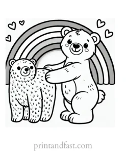 rainbow and bear coloring page