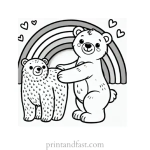 rainbow and bear coloring page