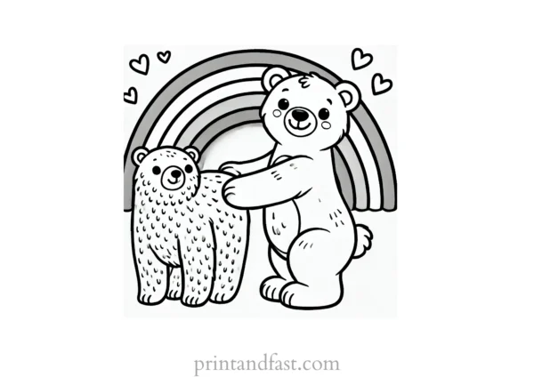 rainbow and bear coloring page