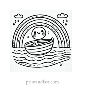 rainbow and boat coloring page