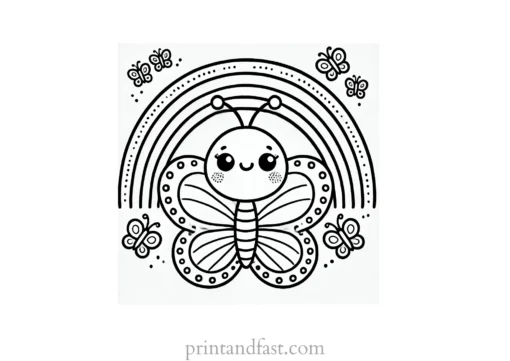 rainbow and butterfly coloring page