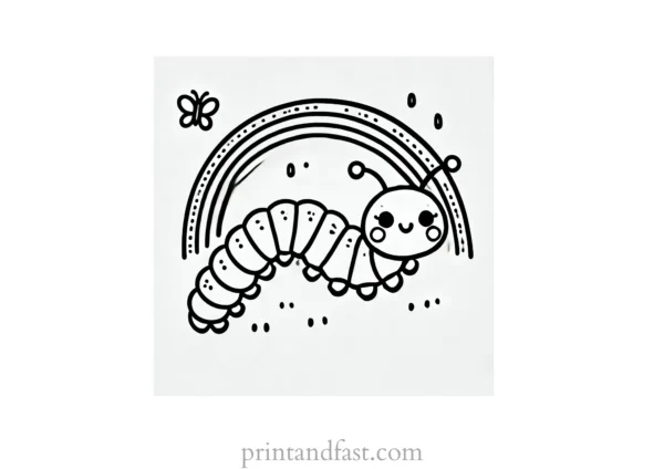 rainbow and caterpillar coloring page