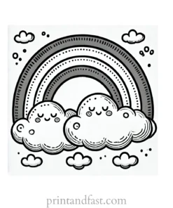 rainbow and cloud coloring page