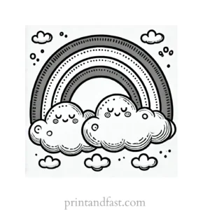 rainbow and cloud coloring page