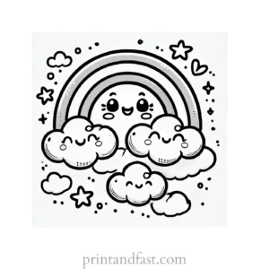 rainbow and clouds coloring page