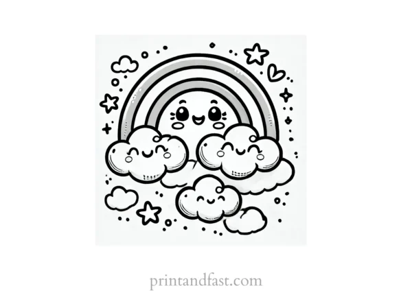 rainbow and clouds coloring page