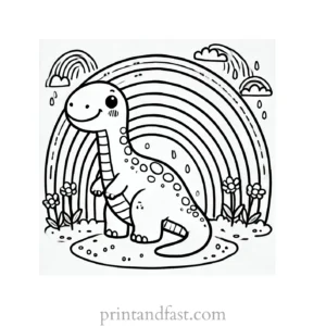 rainbow and dinosaur coloring page