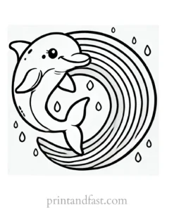 rainbow and dolphin coloring page