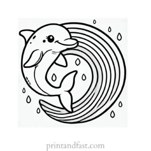 rainbow and dolphin coloring page