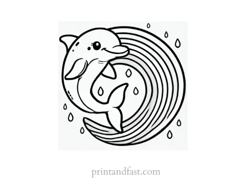 rainbow and dolphin coloring page