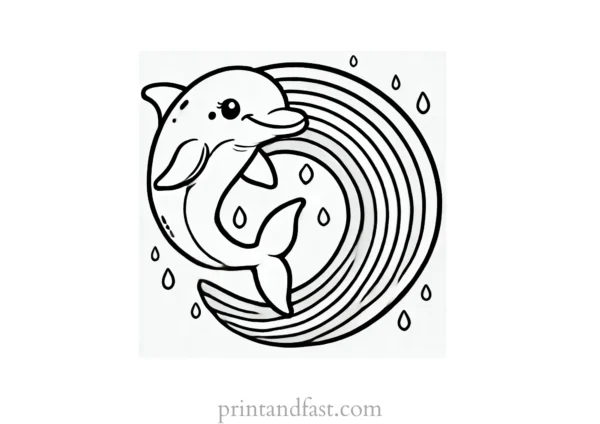 rainbow and dolphin coloring page