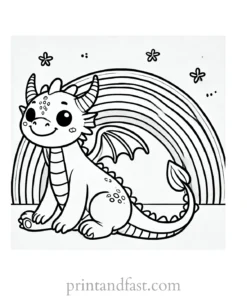 rainbow and dragon coloring page