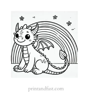 rainbow and dragon coloring page