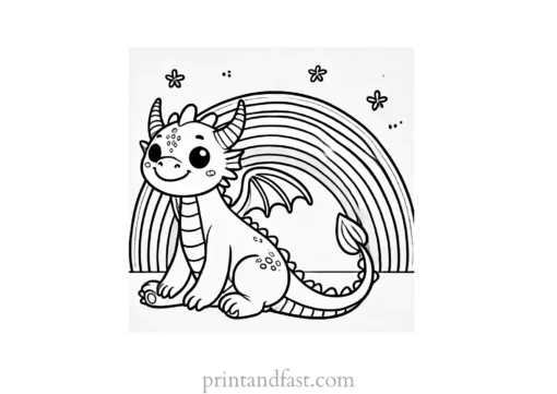 rainbow and dragon coloring page