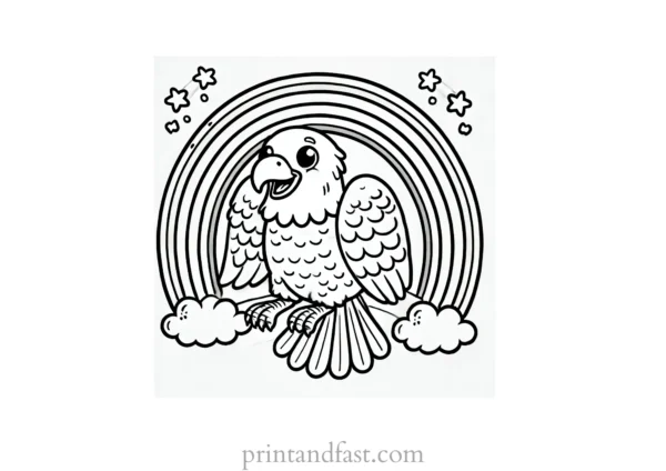 rainbow and eagle coloring page