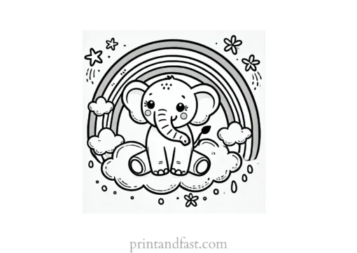 rainbow and elephant coloring page