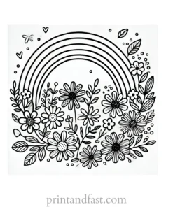 rainbow and flowers coloring page