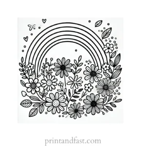 rainbow and flowers coloring page