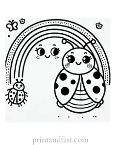 rainbow and ladybug coloring page