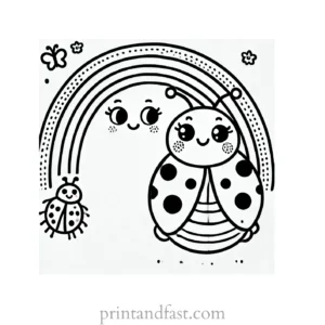 rainbow and ladybug coloring page