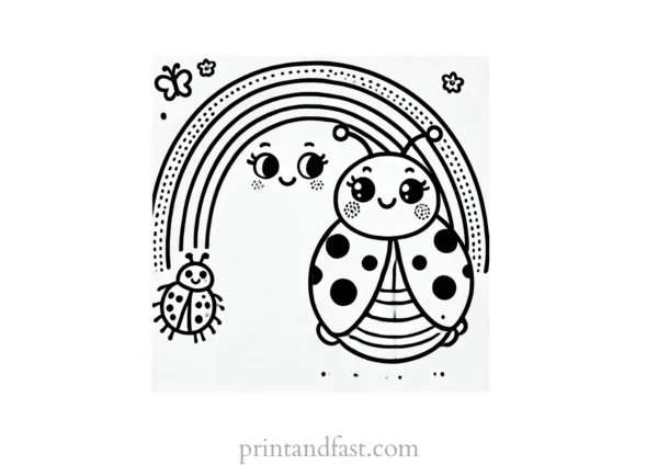 rainbow and ladybug coloring page