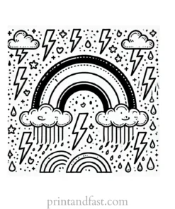 rainbow and lightning coloring page