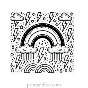 rainbow and lightning coloring page