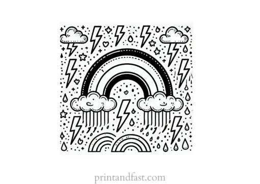 rainbow and lightning coloring page