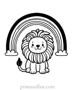 rainbow and lion coloring page