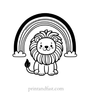 rainbow and lion coloring page