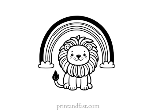 rainbow and lion coloring page