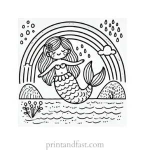 rainbow and mermaid coloring page