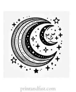 rainbow and moon coloring page