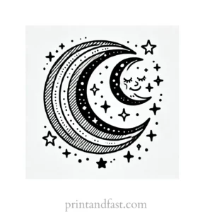 rainbow and moon coloring page