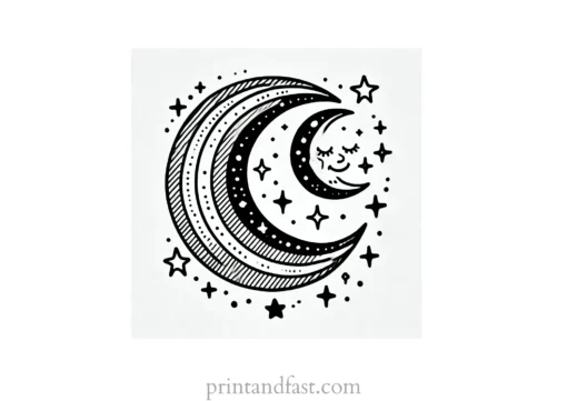 rainbow and moon coloring page