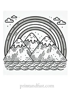 rainbow and mountains coloring page